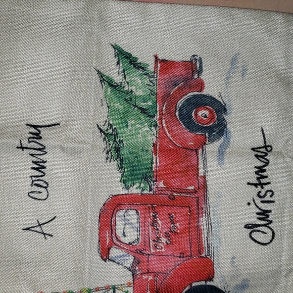 Farm Windmill Christmas Truck Pillow Cover. Christmas Tree - Picture 4 of 11